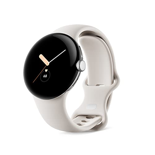 Google グーグル Pixel Watch 心拍計機能 Polished Silver ステンレス ケース / Chalk アクティブ バン