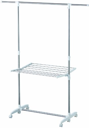 天馬 幅と高さをダブル伸縮できる室内物干し 使わない時は折りたたんでコンパクトに収納 洗濯物干し 組立式 室内用 伸縮式室内物干しH型 ホワイト