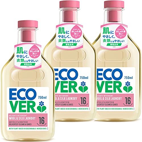 ECOVER(エコベール) エコベール おしゃれ着洗剤 本体 ウォーターリリーの香り 750ml×3個 液体洗剤 ecover デリケートウォッ