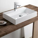 Cross Zebra 【混合水栓、排水Pトラップ付き】 カウンタートップ 大型洗面ボウル (方形のセット) 陶器製 洗面ボール 手洗い鉢 洗面
