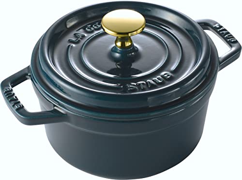 鋳物ホーロー鍋 staub ストウブ 「 ピコ ココット ラウンド ラメール 16cm 真鍮ノブ仕様 」 小さい 両手 鋳物 ホーロー 鍋 IH対応 【シリアル