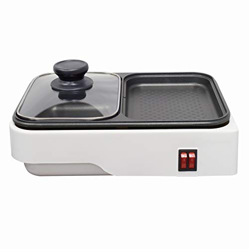 オーム(OHM) 電機 ホットプレート 2WAY 鍋付き 1人用2人用 深鍋&平面プレート 煮ると焼くが一度にできる おひとり様グリル鍋 小型のサムネイル