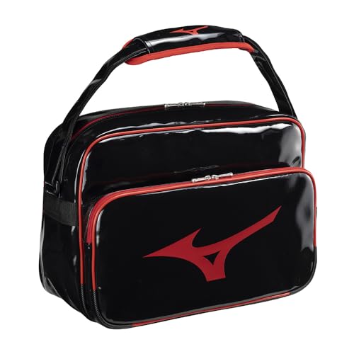 [ミズノ] エナメルバッグ スポーツ 部活 通学 肩掛け ショルダー 33JSB212 ブラックxレッド