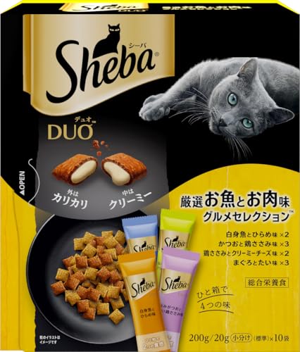 シーバ デュオ キャットフード 厳選お魚とお肉味グルメセレクション 成猫用 200g×12個(ケース買い)
