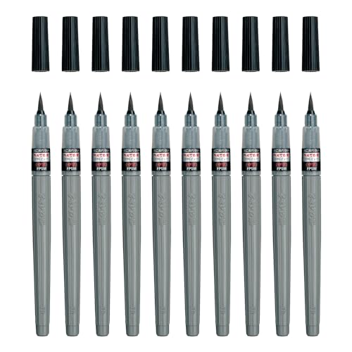 ぺんてる 筆ペン ぺんてる筆 顔料 中字 黒 10本 XFP5M(10)