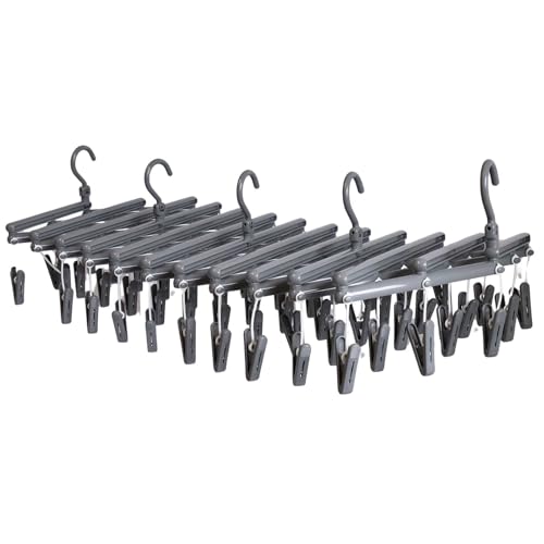 サワフジ 洗濯物干し フリーピンチャー59 ロックグレー ピンチ59個付 日本製 伸縮 スペース 低竿 ハンガー バスタオル マンション ベラン