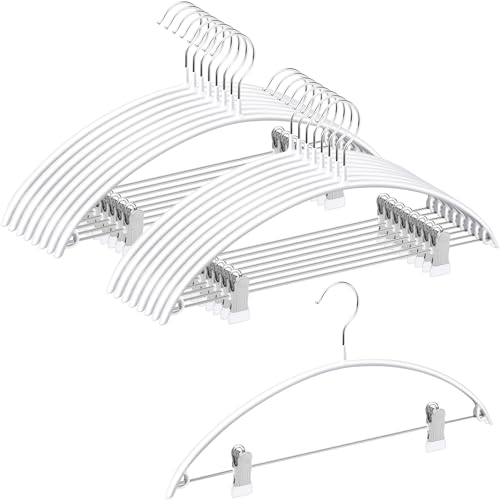 【クリップ付×アーチ型】チチロバ(TITIROBA) ハンガー すべらない かたくずれ防止 クリップ 【スライド時歯がうく音がしない】 挟む 跡