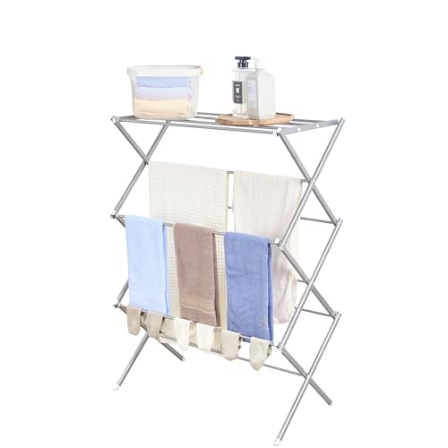 VECELO 物干しスタンド 折り畳み式 幅74.5×奥行36.5×高さ105cm 物干し台 物干しラック洗濯物干し スチール コンパクト 組立
