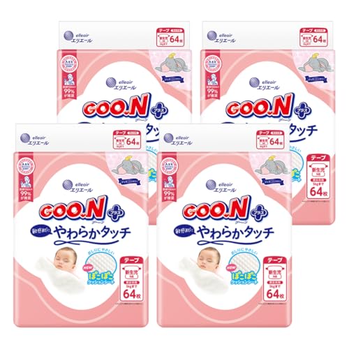 白/-/-・PatternName:テープ新生児/ケース・パッケージ個数:1・赤ちゃんはみんな敏感肌*だから、肌へのやさしさにこだわった肌触り。*大人よりも敏感な赤ちゃんの肌のこと。・エリエール贅沢保湿と同じ保湿成分配合。おむつ全体やわらかごこち。・「ぴったりギャザー」が足と背中にフィットするからすきまモレをガード。・「おしっこお知らせライン」でおむつの替え時がわかりやすい。・おむつ替えが楽しくなるディズニーデザイン。赤ちゃんの肌はみんな敏感肌*だから ちょっとした刺激でかぶれや赤みがでてしまう… グーンプラスはそんな赤ちゃんの敏感肌を想い いちばんやわらかいおむつを目指しました。 赤ちゃんにとっても、ママパパにとっても。 毎日に寄り添います。 さわればわかる。感じよう、もっとやさしくなったグーン。