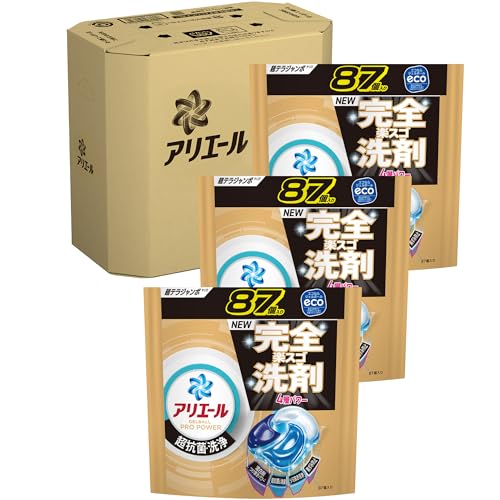 アリエール 洗濯洗剤 ジェルボール プロ パワー 超抗菌・洗浄 クリーンフレッシュの香り 詰め替え 87個x3袋 [大容量] [ケース品]