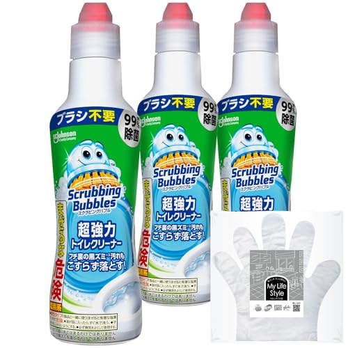 スクラビングバブル (Scrubbing Bubbles) 超強力トイレクリーナー 400g×3本 お掃除手袋つき トイレ洗浄剤 黒ずみ 洗浄