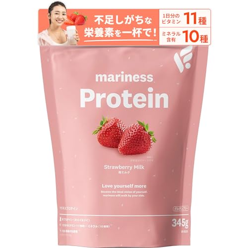 mariness マリネス プロテイン 約15回分 苺ミルク ソイ ダイエット 女性 置き換え ホエイ 345g 国内製造のサムネイル