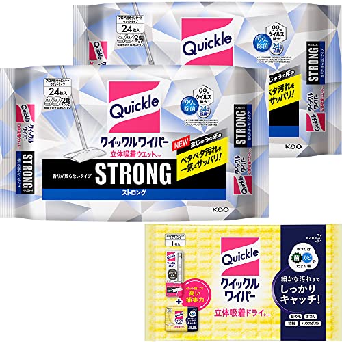 クイックル 【まとめ買い】ワイパー立体吸着ウエットシート ストロング 24枚×2個+ドライシート1枚付