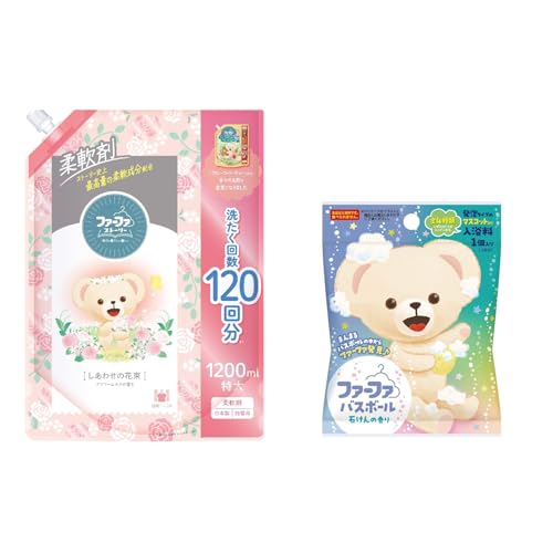 ファーファ ストーリー 柔軟剤 しあわせの花束 詰替用 1200ml フラワームスクの香り ＋ バスボール 75g..