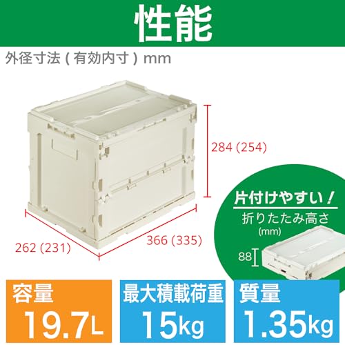 トラスコ中山(TRUSCO) 薄型折りたたみコンテナ フタ付 収納ケース 収納ボックス オフホワイト 20L TR-SC20-A-OW [2]