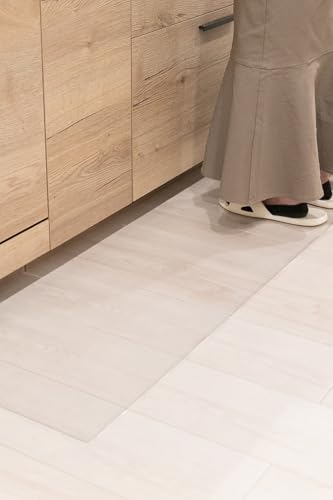 AP LAB キッチンマット【L字の折り目付きで便利】透明 拭ける 床保護マット すべり止め付き 防水 汚れ防止 凹み 傷防止 床暖房対応 クリ