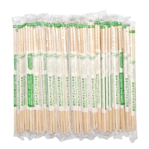 Giitoo 割り箸 ポリ完封 すす竹割箸 長さ約19.5cm 直径5mm 竹割り箸 個包装 衛生的 大量 使い捨て (100膳)
