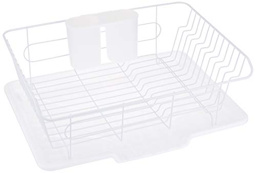 パール金属 金属 食器 水切り かご 水が流れる トレー付 ホワイト タテ置き 白 アルデオ HB-4593