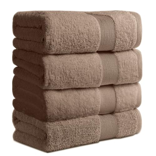 AULIFLOWER バスタオル 純綿 ホテル仕様 60*120cm 4枚セット コットン 大判 薄手 肌触りが良い ふわふわ 速乾 瞬間吸水