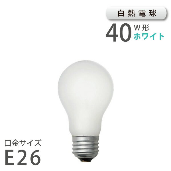 白熱電球 ホワイト E26 40W （10001） 
