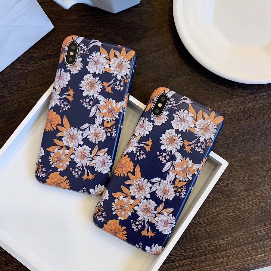iPhone11 ケース iPhone se ケース iPhone XR XS 11Pro Max iPhone8 ケース 花 フラワー ネイビー 大人シック おしゃれ ファッション