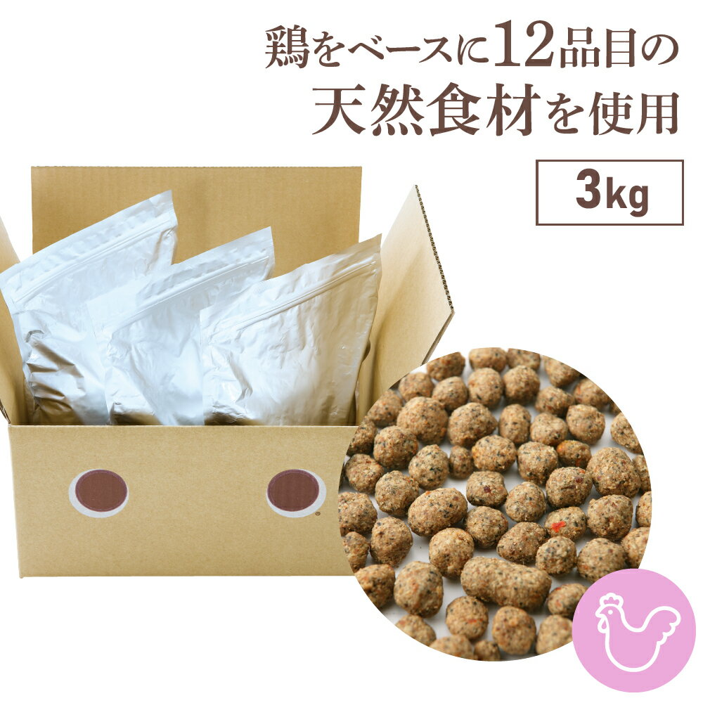 ドッグフード 無添加 国産 おすすめ ドットわん 鶏ごはん お得用パック3kg入り 総合栄養食 ドライフード 鶏 ごはん 全犬種 年齢対応 ドットわん