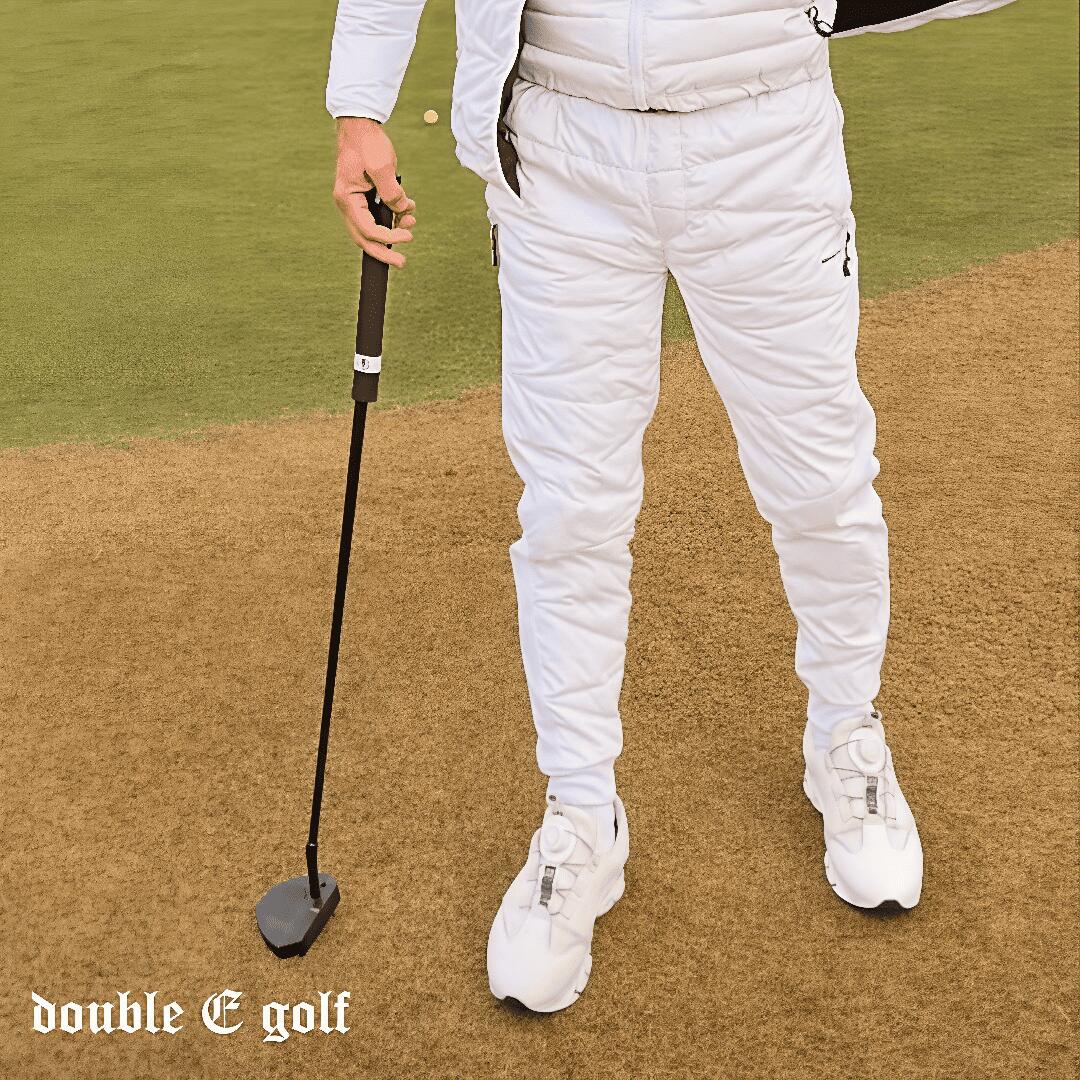 【double E golf】ダウンパンツ メンズ 軽量 防寒 保温 ストレッチ 細身シルエット ジップポケット セットアップ対応 ゴルフウェア 秋冬 ダブルイーゴルフ