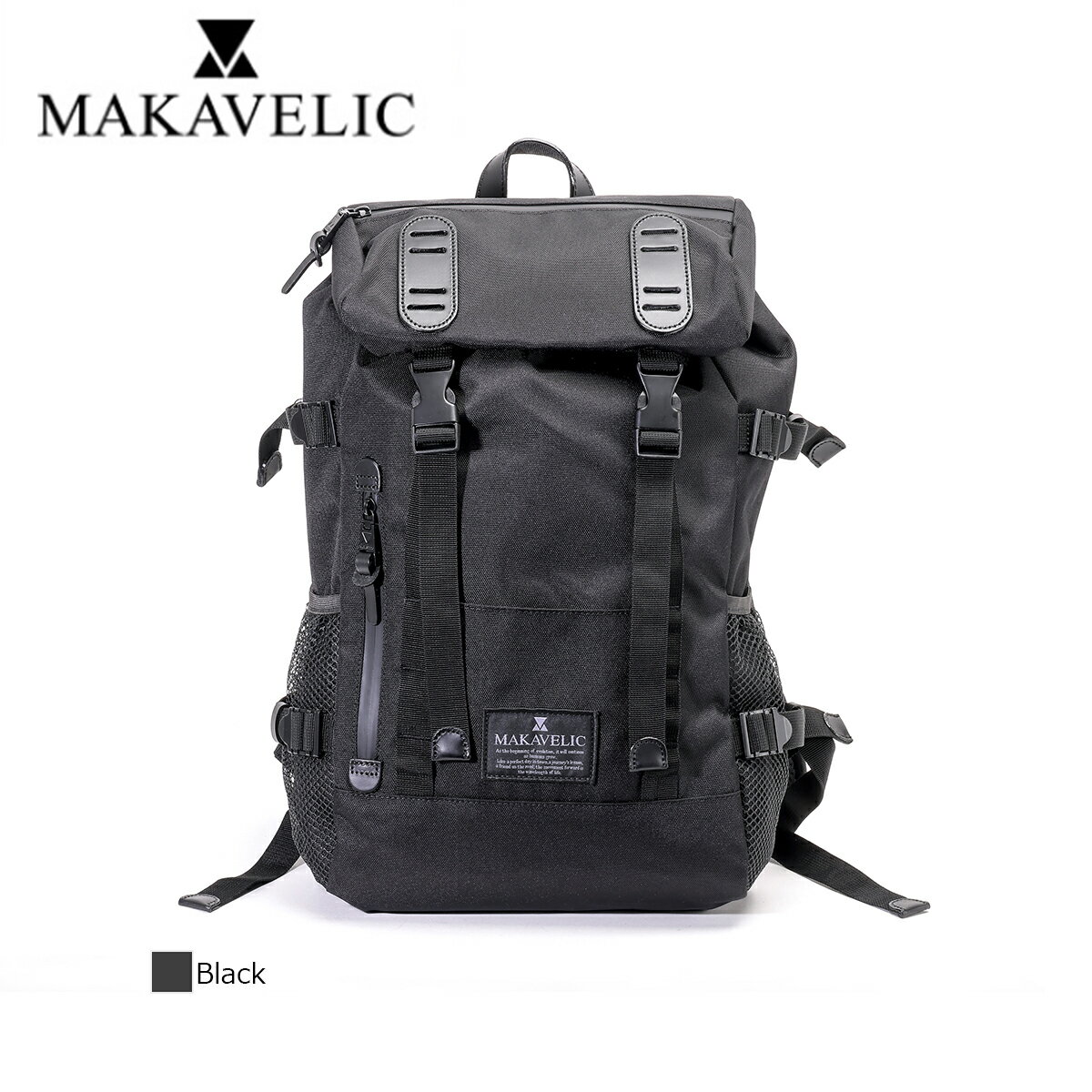 マキャベリック リュック メンズ マキャベリック リュック MAKAVELIC BLACK EDITION TRUCKS DOUBLE BELT ZONE MIX DAYPACK バックパック 20-22L 通勤 通学 カジュアル タウンユース 13インチPC対応 デイパック メンズ レディース フラップ シーズナルアイテム 3122-10106 【正規販売店】