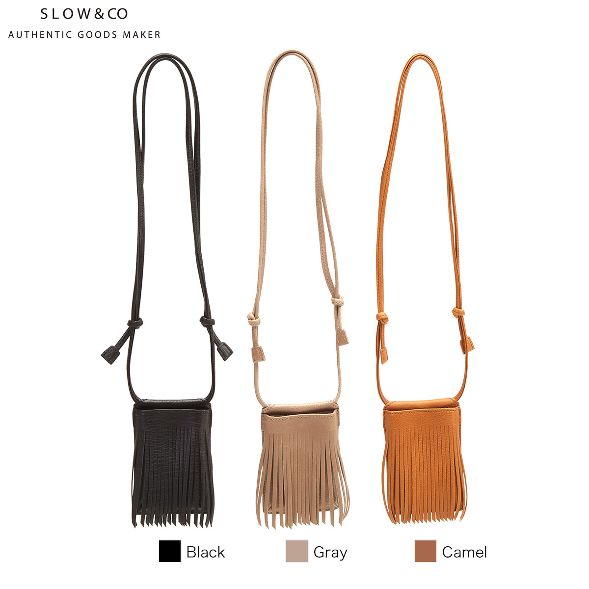 樂天商城 - スロウ Fringe neck pouch S ショルダーバッグ SLOW SO847K black