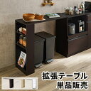 カウンターテーブル 後付け オプション テーブル キッチンカウンター用 別売り 収納テーブル 伸縮式 カウンターテーブル カウンター下にゴミ箱が収納できる