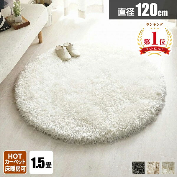 【6/18の5時間限定！最大6000円クーポン】ラグ 円形 シャギーラグ 夏用ラグ 1.5畳 円形ラグ シャギー おしゃれ ラグマット 北欧 丸 毛足が長い じゅうたん 夏用 120×120 一人暮らし 絨毯 カーペット 小さめ 120cm 無地 ラグカーペット オールシーズンのサムネイル