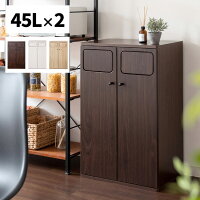 ゴミ箱 45リットル キッチン おしゃれ 45l ごみ箱 分別 2分別 北欧 ダストボックス リビング 白 フロントオープン ふた付き プッシュ式 インテリア 大容量 ブラウン 木目 レトロ ホワイト 袋が見えない ホワイト