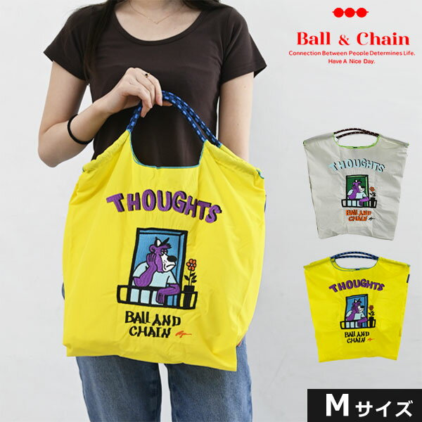   Ball＆Chain ボールアンドチェーン 正規品 R.THOUGHTS Mサイズ バッグ ショッピングバッグ RyuAmbe コラボ エコバッグ トートバッグ ショルダー 刺繍 ギフト A4 314006 san hideaki mihara