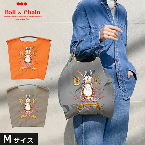 Rakuten - エントリーでポイント上乗セ 【送料無料】【即納】 Ball＆Chain ボールアンドチェーン 正規品 HORSESHOE Mサイズ バッグ ホース 馬柄 エコバッグ トートバッグ 刺繍 ギフト A4 301071