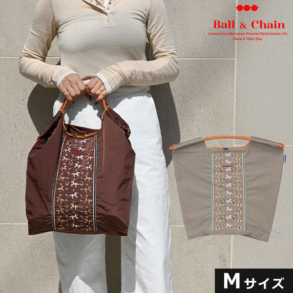 Rakuten - エントリーでポイント上乗セ 【送料無料】【即納】 Ball＆Chain ボールアンドチェーン 正規品 HORSE LINE　Mサイズ バッグ クロスステッチ エコバッグ トートバッグ 刺繍 ギフト A4 301077