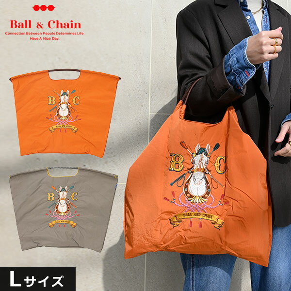 【送料無料】【即納】 Ball＆Chain ボールアンドチェーン 正規品 HORSESHOE Lサイズ バッグ ホース 馬柄 エコバッグ トートバッグ 刺繍 ギフト A4 301171