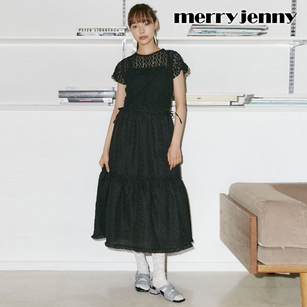 メリージェニー ワンピース メリージェニー merry jenny ワンピース ドッキングフレアワンピース 5月下旬～6月中旬予約 半袖 ロング丈 282430303901