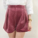 【SALE1000円】ダズリン dazzlin ベロアキルティングショートパンツ レディース ボトムス ショートパンツ ベロア ハイウエスト キュロット キルティング 無地 モテ 021750700101