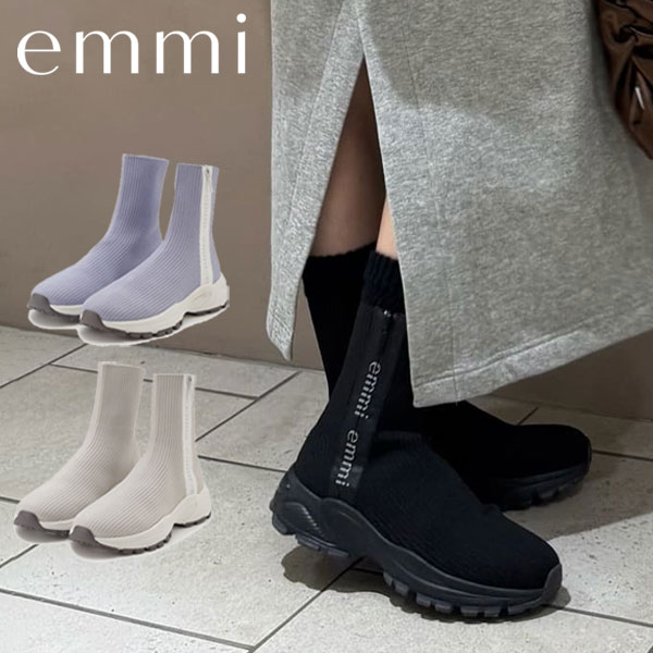 Rakuten - 【SALE20%OFF】【即納】エミ emmi 靴 25秋冬 ecoニットスニーカーソールブーツ 小物 ブーツ ニット スニーカー 13wgs255501