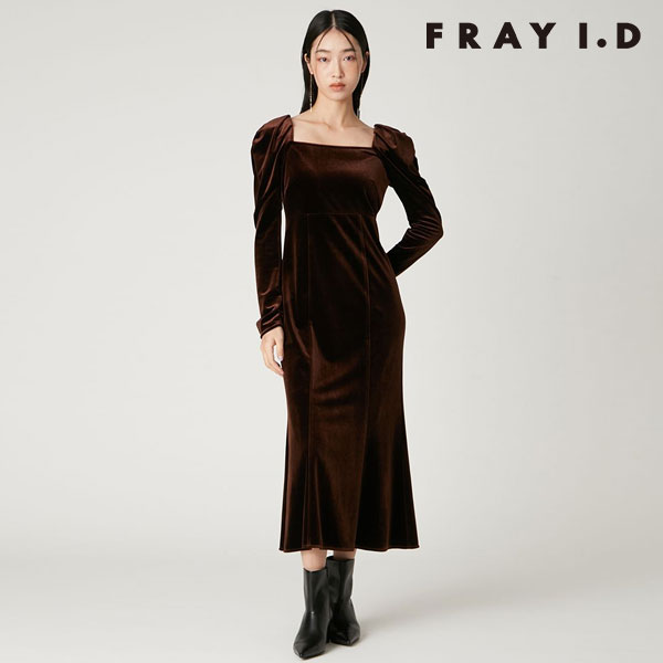 【SALE20%OFF】【即納】フレイアイディー FRAY I.D ワンピース 25秋冬 ベロアナローワンピース 長袖 ロング丈 fwfo261019