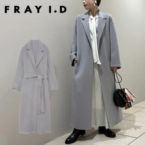 【最大10％OFFクーポン】《即納》フレイアイディー FRAY I.D 21秋冬 テーラーリバーガウンコート レディース アウター コート ロングコート リバーコート シンプル ベーシック リボン ロング丈 ゆったり 体型カバー オフィスカジュアル 通勤 fwfc214014