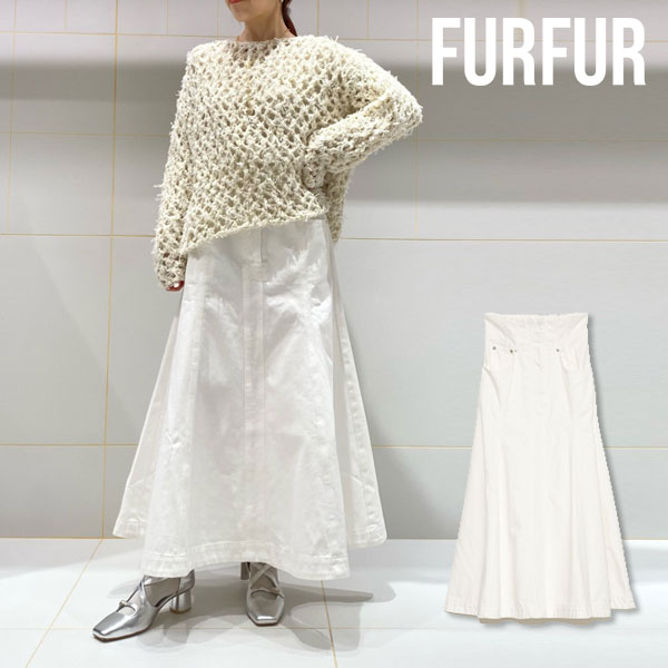 【SPRING SALE50%OFF】 【即納】 ファーファー FURFUR ハイウエストデニムスカート スカート ミディアム丈 rwfs221026