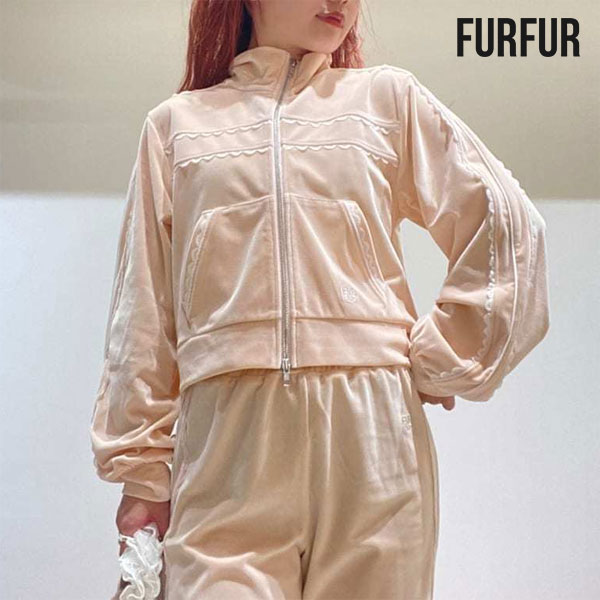 Rakuten - 【6/1ポイント10倍】【SALE20%OFF】【即納】 ファーファー FURFUR アウター サイドレースベロアトラックジャケット 長袖 クロップド丈 rwct254039