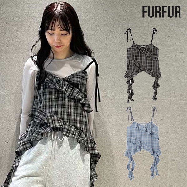 【GWセール20%OFF】【即納】 ファーファー FURFUR トップス フリルキャミトップス ミドル丈 ノースリーブ キャミソール rwgb254508