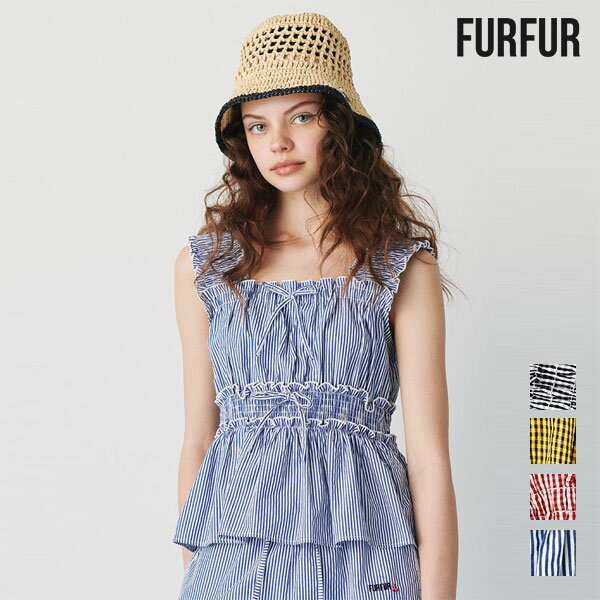 Rakuten - 【SALE10%OFF】【即納】ファーファー FURFUR トップス 26春夏 ギンガムチェックシャーリングブラウス ミドル丈　ノースリーブ セットアップ rwft261063 rwfp261075
