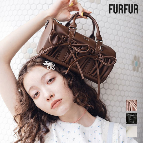 Rakuten - 【SALE10%OFF】ファーファー FURFUR バッグ 26春夏 ミニリボンドラムバッグ 6月上旬〜下旬予約 ハンド ショルダー リボン ギフト rwgb262524