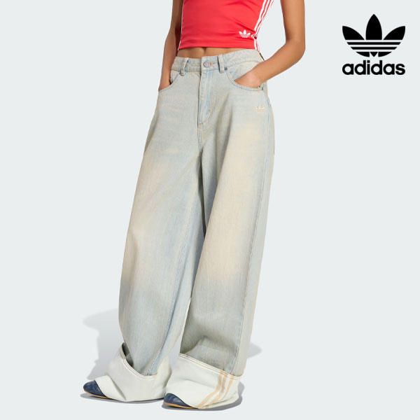 Rakuten - 【即納】アディダスオリジナルス adidas originals ビンテージ ワイドレッグ ジーンズ ボトムス デニム ジーパン フルレングス kw4517