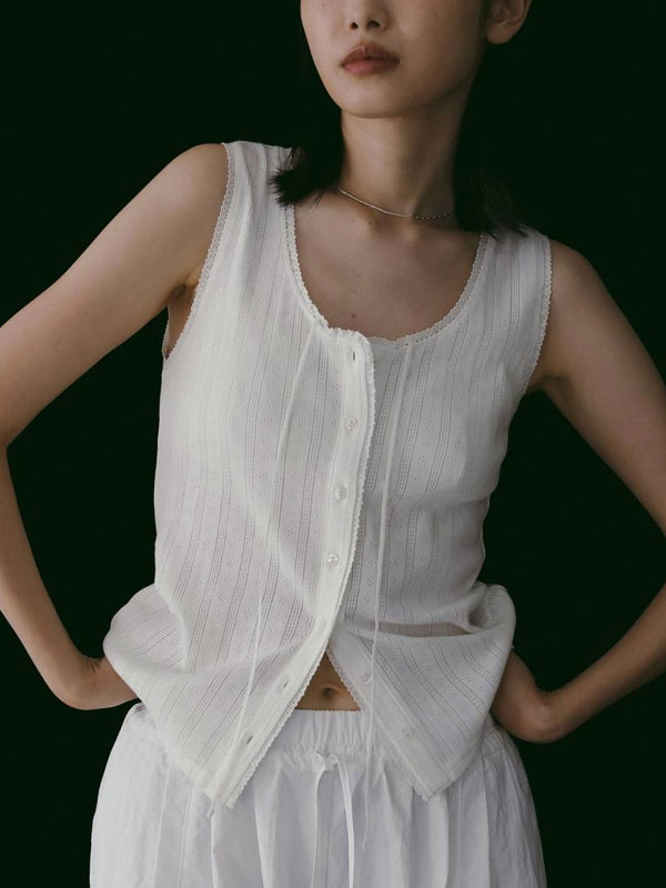 アンヌーク anuke 2026springsummer トップス Cut Lace Tanktop 一部6月中旬予約 カットレースタンクトップ ミドル丈 ノースリーブ 26春夏 62610621