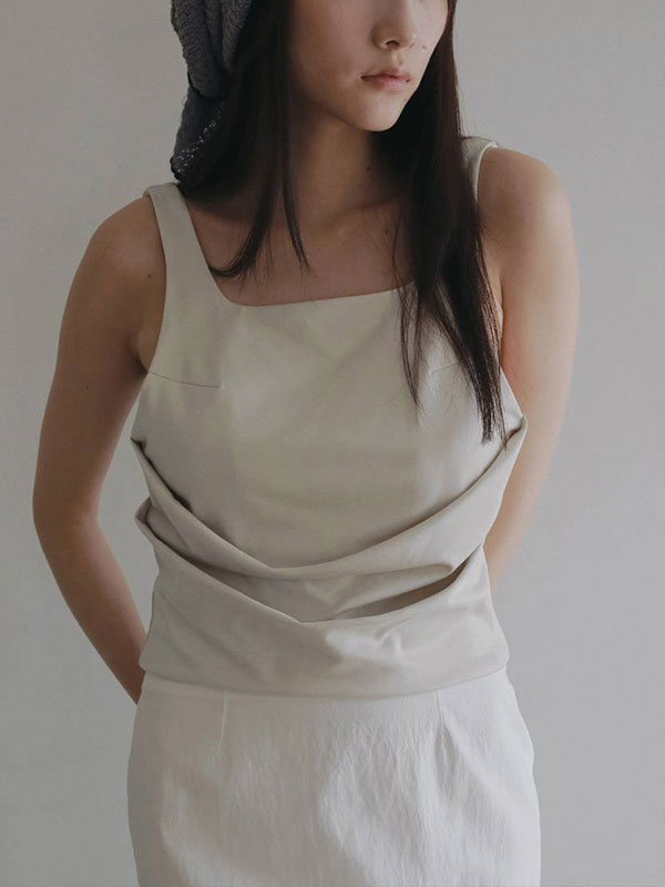  アンヌーク anuke 2026Prefall トップス Drape Cut Tanktop ドレープカットタンクトップ ノースリーブ 26秋冬 62610637