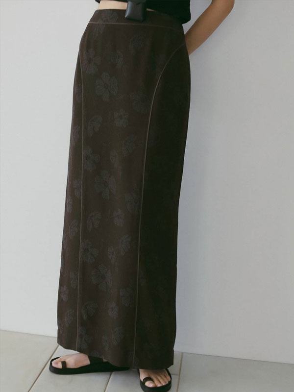 エントリーでポイント上乗せ アンヌーク anuke 2026springsummer ボトムス Flower Jacquard Skirt フラワージャカードスカート ロング丈 タイトスカート 26春夏 62610423 62610806